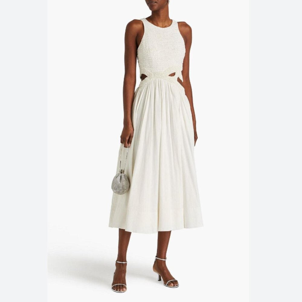 Aje New Catara Sequin Sateen Cut-Out Midi-Dress, AU 8 / US 4